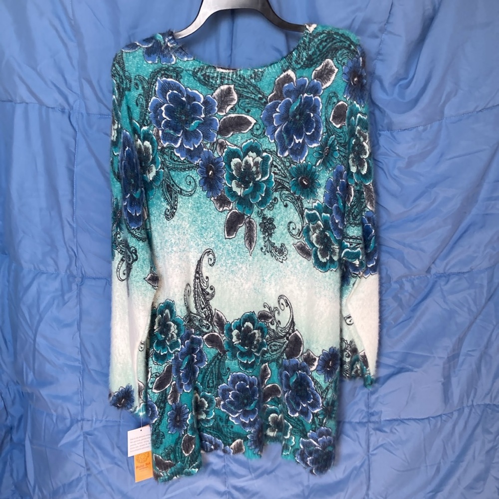 Relisted Ruby Rd sweater floral print ombré fuzzy pullover boho casual office 2X - Picture 17 of 17
